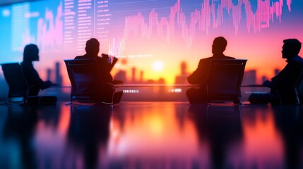 Group of Analysts Discussing Global Economic Trends in Conference Room
