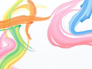 Swirling rainbow brushstrokes on a pristine white canvas, colorful brushes, unique art piece, creative brushwork