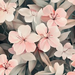Close-up of Delicate Pink Flowers with Green Foliage
