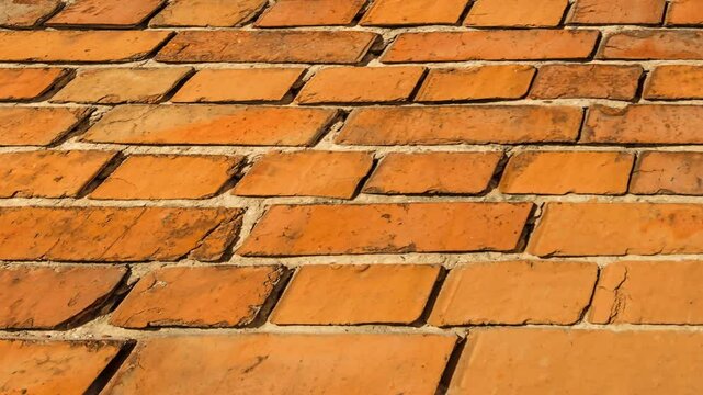 wall of red bricks move forth and back