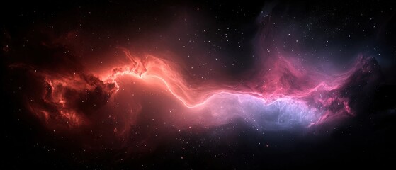 Fototapeta premium A long red and blue line of stars in space