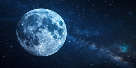 Fototapeta premium Ethereal celestial body suspended in dark blue cosmos, void, emptiness, nebula