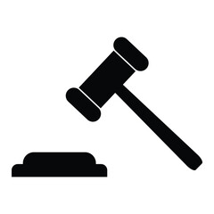 Gavel icon vector. Gavel icon for web and mobile app gavel sign and symbol. Flat black law silhouette hammer icon isolated on white background. Vector illustration.