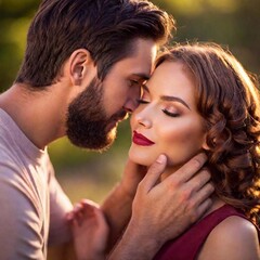 Fototapeta premium portrait of young attractive couple in love.