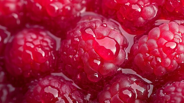 Close Up of Fresh Red Raspberries: A Macro Photography Delight
