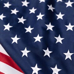 Fototapeta premium A high-resolution digital artwork depicting a partial top view of the American flag. The upper portion features a deep blue background with multiple white stars scattered across, creating a textured l