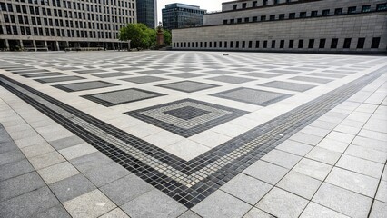 Abstract background featuring a large square composed of smaller black and gray squares, monochromatic colors, geometric shapes, geometric mosaics