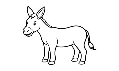 Download Cartoon Donkey Is Standing In A Clearing. Vector . This Design Concept Isolated Premium Vector. 