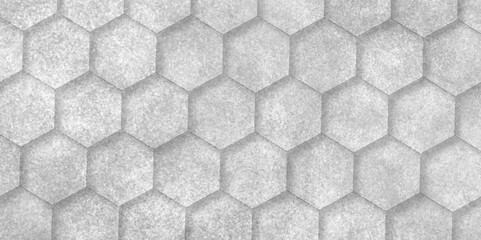 Fototapeta premium Abstract background hexagon pattern with grunge effect white, gray texture. futuristic geometry pattern honeycomb mosaic white texture design. hexagon minimalist mesh cell texture design.