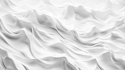 Fototapeta premium Abstract flowing white texture resembling rippling waves or smooth water, featuring soft undulating forms and subtle shadows for depth.