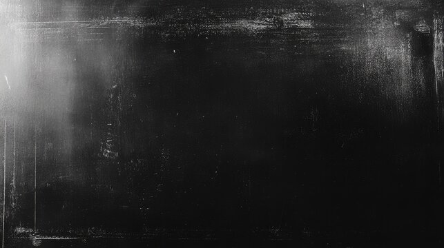 Black and white textured backdrop featuring an old, worn blackboard with subtle scratches and scuffs for a vintage classroom feel.