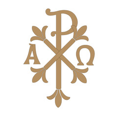 GOLD EMBROIDERY FOR LITURGICAL CLOTHES AND SACRED CEREMONIES. SACRED CATHOLIC SYMBOLS IN ANCIENT STYLE WITH GOLDEN DECORATIONS