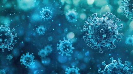 COVID-19 Safety Measures Overview Featuring Virus Cells with Emphasis on Social Distancing, Handwashing, Sanitization, and Remote Work Practices