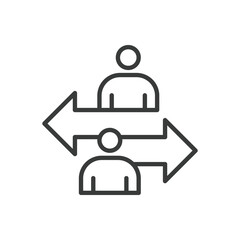 Fototapeta premium Hard negotiations, icon in line design. Negotiation, discussion, agreement, conflict, debate, compromise, contract on white background vector. Hard negotiations editable stroke icon