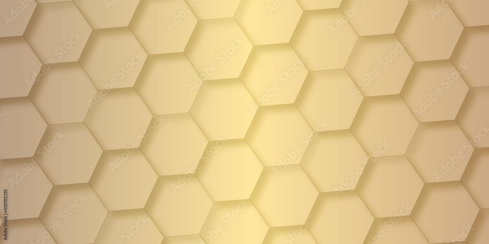 Poster abstract background yellow hexagon with seamless geometric pattern texture design. futuristic geomet