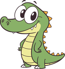 Funny Crocodile In Various Poses Cartoon style vector art illustration eps
