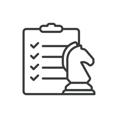 Completed strategy plan, icon in line design. Strategy, plan, completed, goals, success, roadmap, business on white background vector. Completed strategy plan editable stroke icon