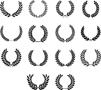 Laurel Wreath Logo Icon Set, Vintage Prestige Symbol Vector for Certificate, Education, and Corporate Branding