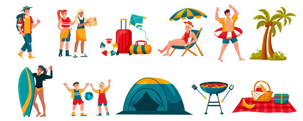 Fototapeta premium Summer Vacation Activities Illustration