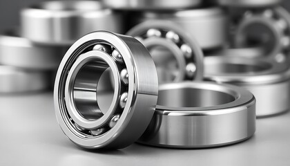 Detailed View of High Quality Ball Bearings Arranged in Precise Order on Clean Surface