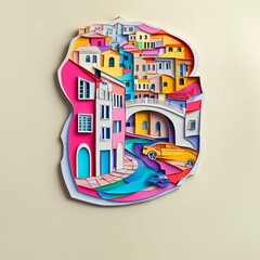 Tijuana, Mexico, paper cut illustration - A paper cut of a city with a car