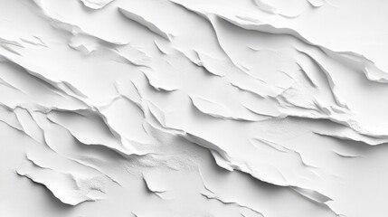 Obraz premium Textured white plaster facade with intricate layers and patterns creating a rugged, artistic surface ideal for background use.