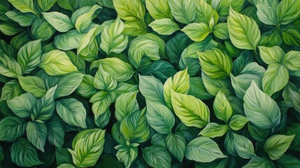 Aerial perspective of dense hosta foliage displaying a rich tapestry of vibrant green hues and varying leaf textures.