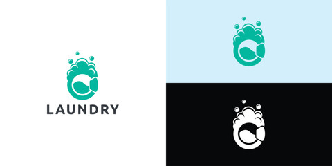Laundry logo design. Washing machine icon for laundry service business logo template.