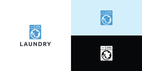 Laundry logo design. Washing machine icon for laundry service business logo template.