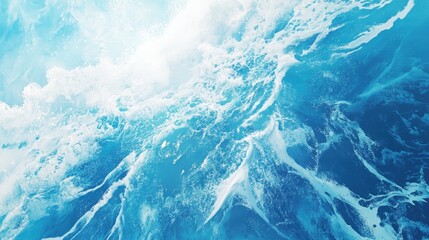 Vibrant abstract ocean acrylic artwork showcasing rich blue tones with dynamic wave patterns and a customizable text area for personalization