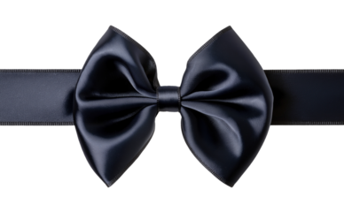 Elegant black bow tie isolated on transparent background