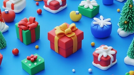 Obraz premium Miniature Gift Boxes Collection in Various Shapes and Sizes