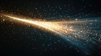 Radiant Comet Trail with Glowing Data Points Illustrating Dreamlike Linear Regression in a Starry Background