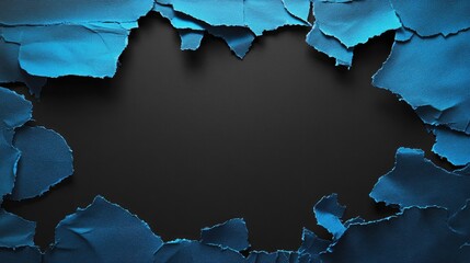 Torn blue paper backdrop revealing a smooth black background, creating a vivid contrast ideal for promotional announcements and creative visuals.