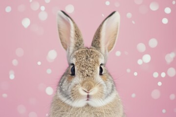 Obraz premium Adorable bunny in pink