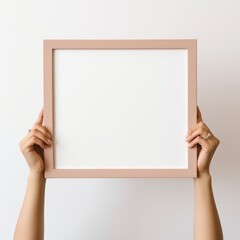 Woman holding blank frame