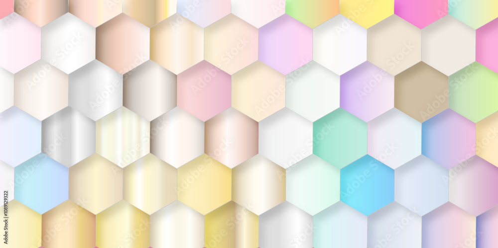 Poster abstract background multi color hexagon with seamless geometric pattern texture design. futuristic g