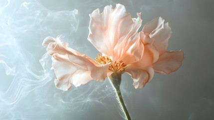 Fototapeta premium Delicate Peach Poppy in Smoke