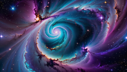 Galaxie wirbel in bunten Farben in einem weit entfernten Universum . Weltraum . KI Generated 