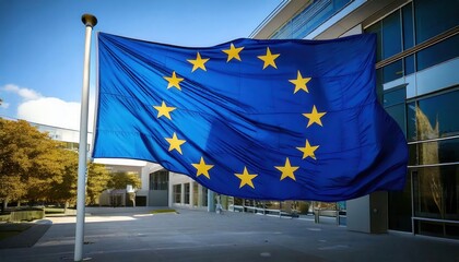 European Union Flag Waving Outdoors