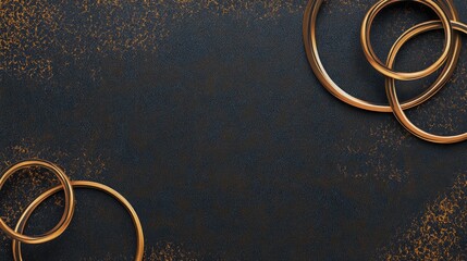 Sophisticated wedding invitation design with gold rings on a dark background, offering generous space for personalized text and details.