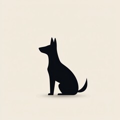 Silhouetted Dog Sitting Minimalist Graphic Design Digital Art Calm Environment Side View Modern Aesthetic