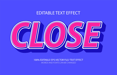 Close editable text effect, 3D editable text template.