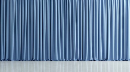 Richly textured blue curtains parting in a grand theater, inviting viewers to experience the magic of storytelling.
