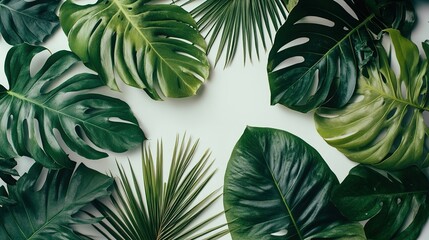 Tropical leaf arrangement nature scene plant art minimalist design flat lay home decor inspiration
