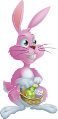 Pink Easter bunny with eggs
