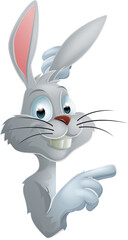 Easter rabbit pointing at sign