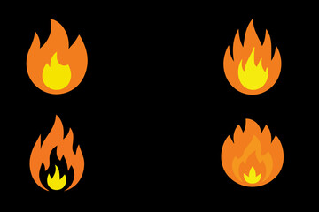 Set of fire icon on a white background