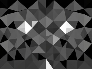 Geometric black and white halftone triangle mosaic art print wall decoration, halftone effect, triangles patterns, geometric patterns