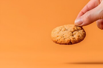 Hand Picking a Nut Biscuit &ndash; Delicious Snack, Nutty Treats, Healthy Indulgence, and Artisan Baked Goods Close-Up